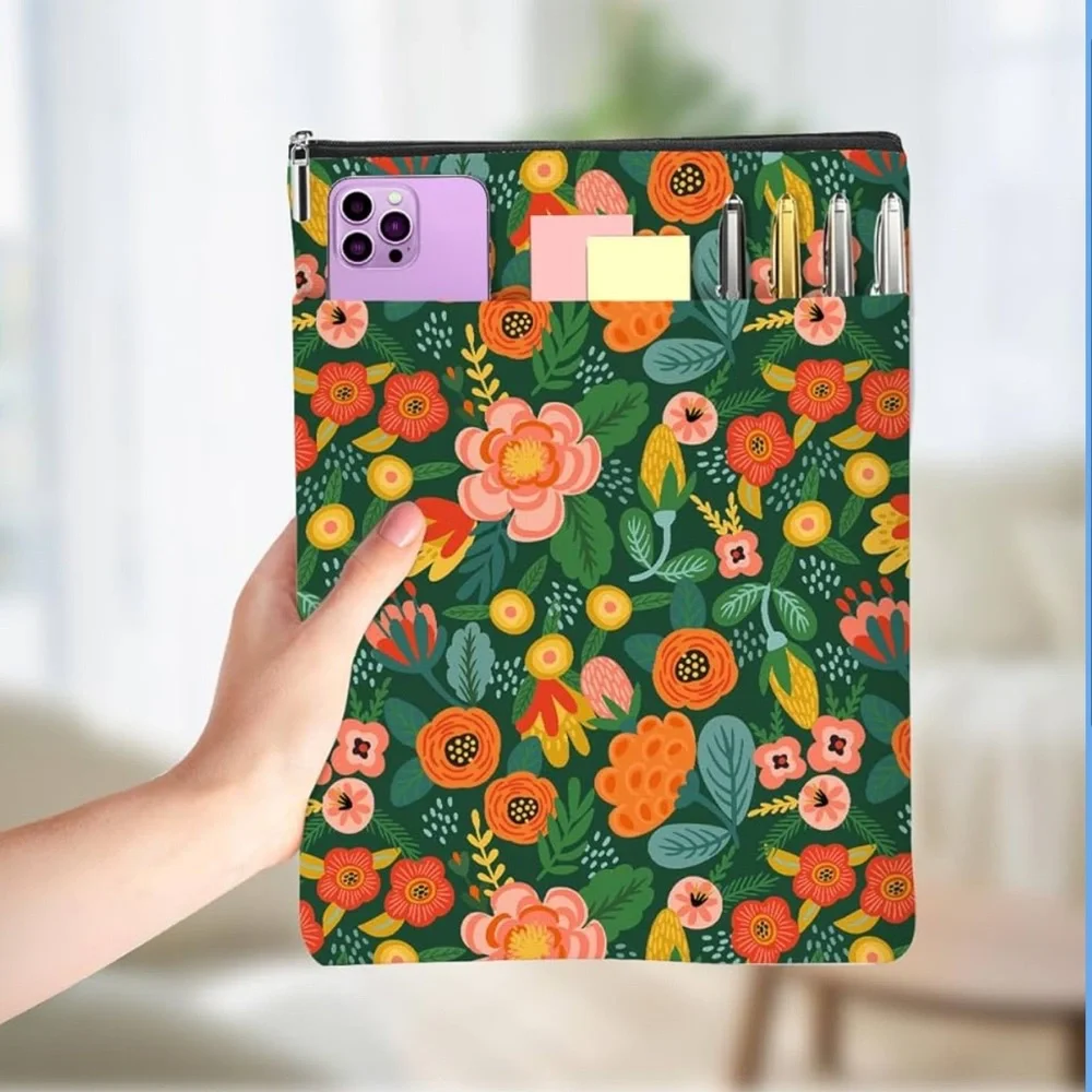 Floral Zippered Tablet or Book Pouch